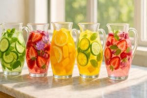 Infused waters με καρπούζι, λεβάντα και αγγούρι για καύσωνα