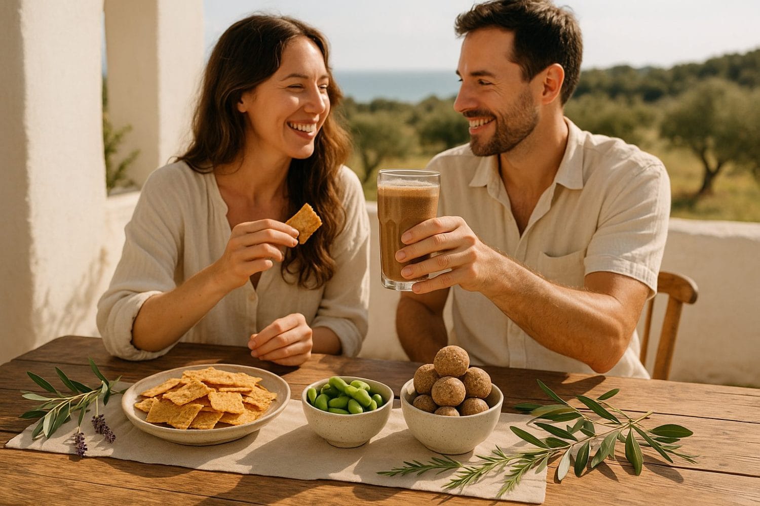 Σνακ νηστείας γεμάτα φυτική πρωτεΐνη σε ξύλινο δίσκο